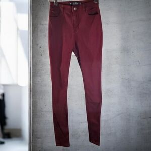 Hollister Burgundy Pants Womens Size 0 High-rise Super Skinny Classic Stretch